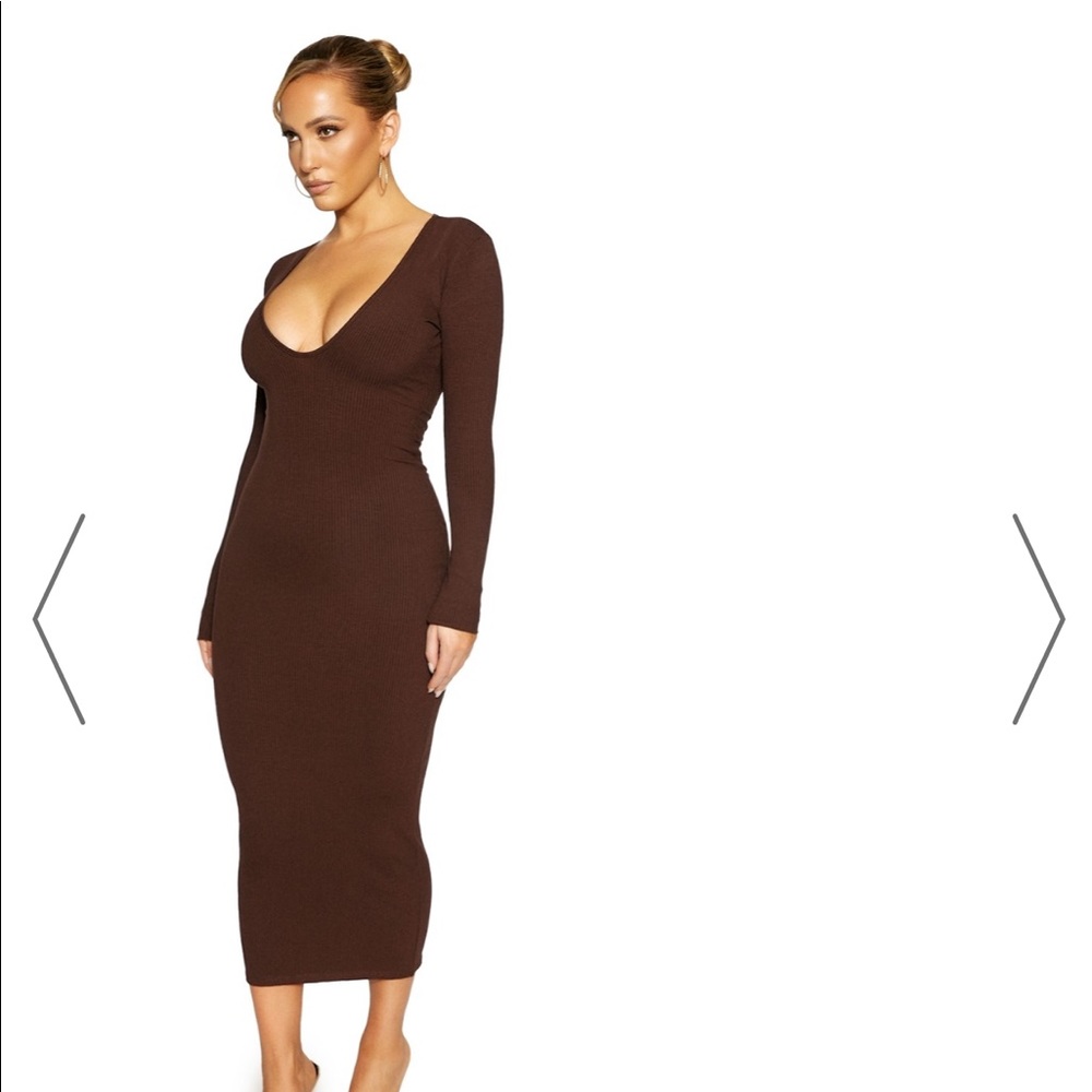 Chocolate brown midi dress